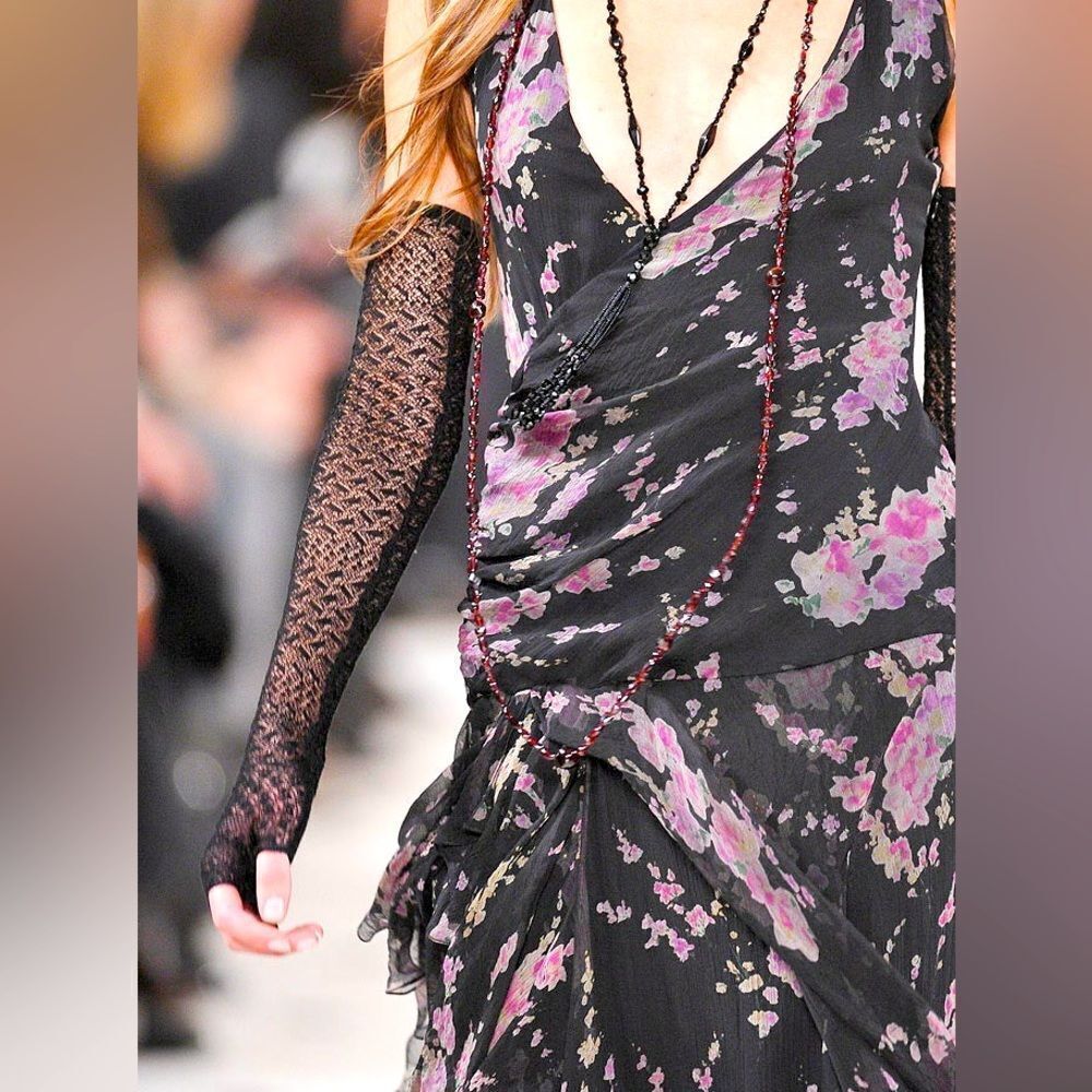 Ralph Lauren Collection Fall 2010 Black Fingerless Lace Crochet Gloves
